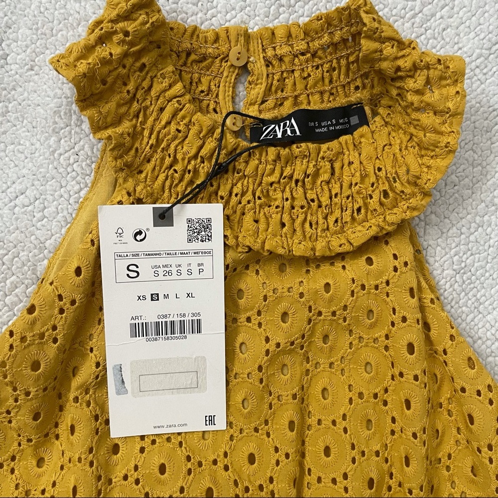 Zara Yellow Sleeveless Mock Neck Dress, Size Small - Picture 5 of 9
